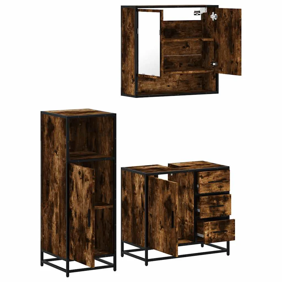 Ensemble de meubles de salle de bain 3 pcs Chêne fumé - 6