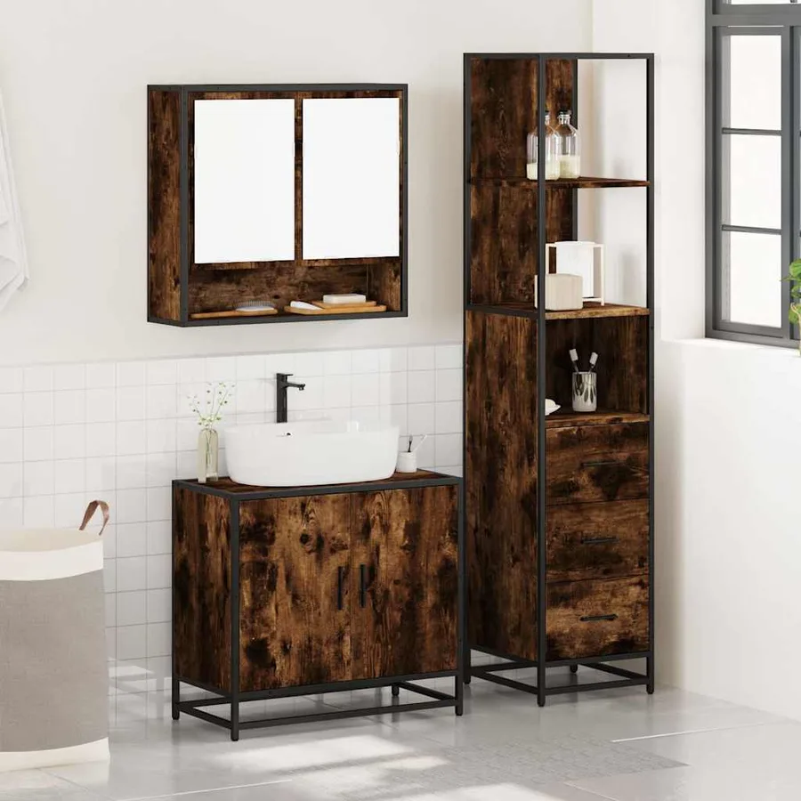 Ensemble de meubles de salle de bain 3 pcs Chêne fumé - 3