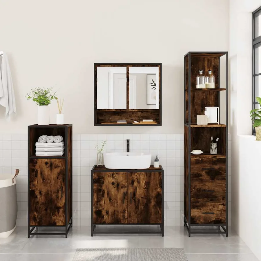 Ensemble de meubles de salle de bain 3 pcs Chêne fumé - 4
