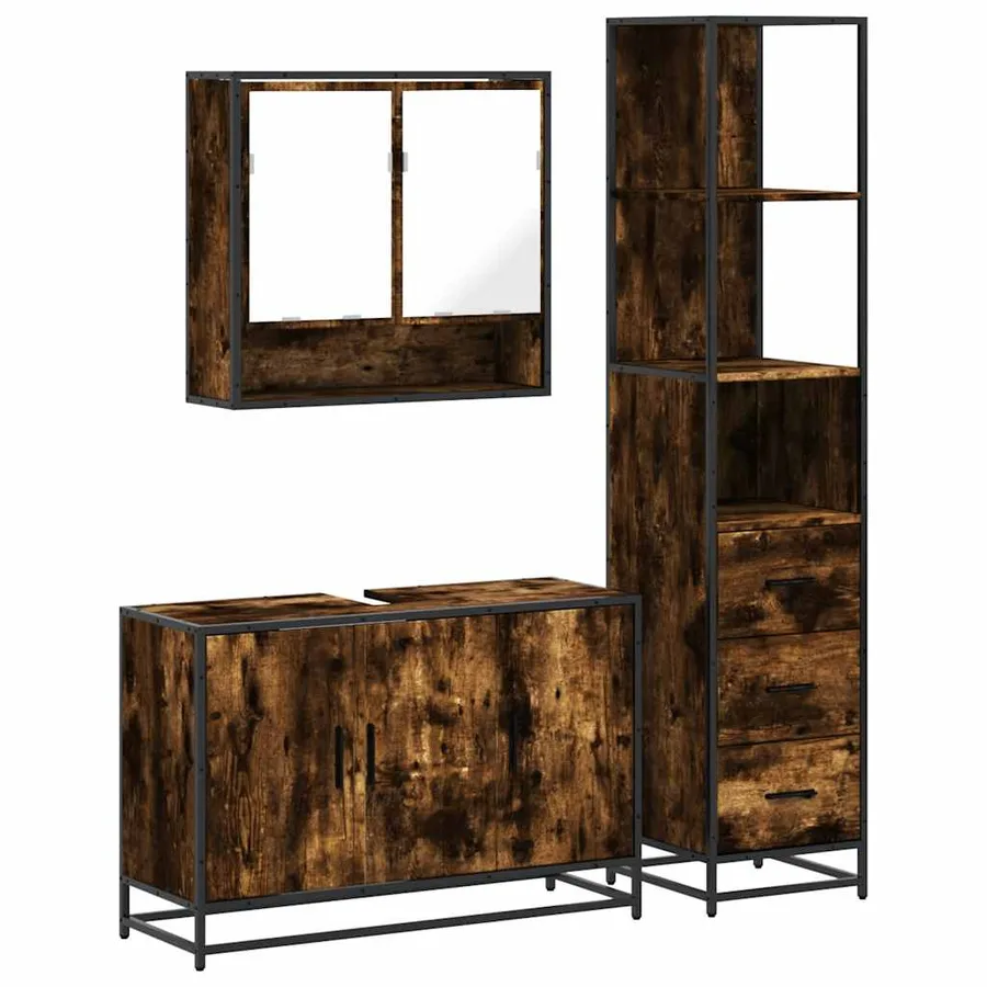 Ensemble de meubles de salle de bain 3 pcs Chêne fumé - 2