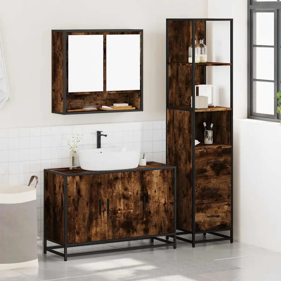 Ensemble de meubles de salle de bain 3 pcs Chêne fumé - 3