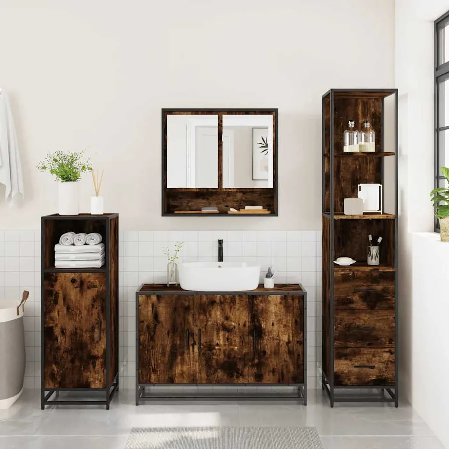 Ensemble de meubles de salle de bain 3 pcs Chêne fumé - 4