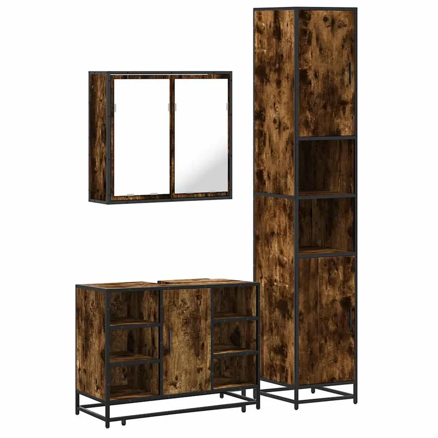 Ensemble de meubles de salle de bain 3 pcs Chêne fumé - 2