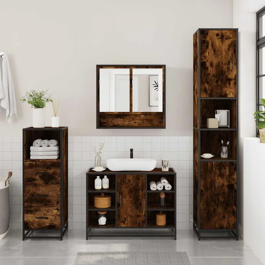 Ensemble de meubles de salle de bain 3 pcs Chêne fumé - 4