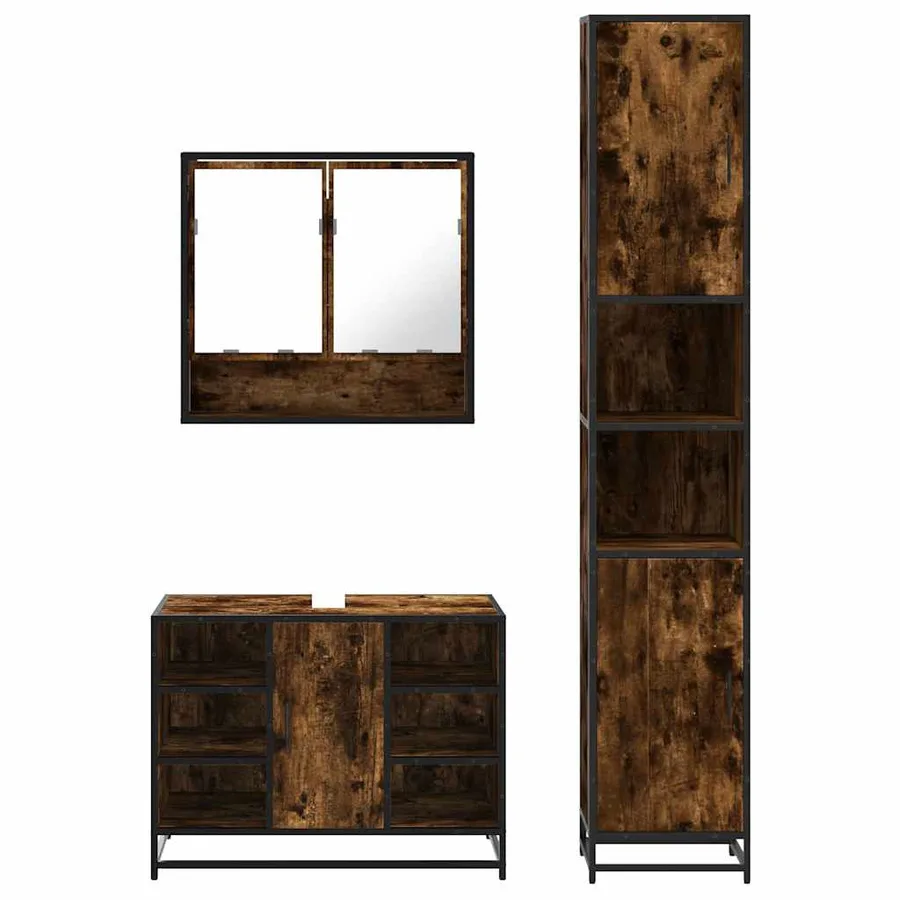 Ensemble de meubles de salle de bain 3 pcs Chêne fumé - 5