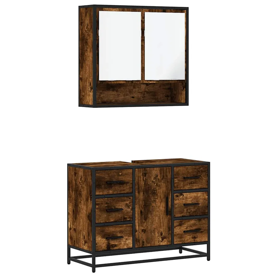 Ensemble de meubles de salle de bain 2 pcs Chêne fumé - 2
