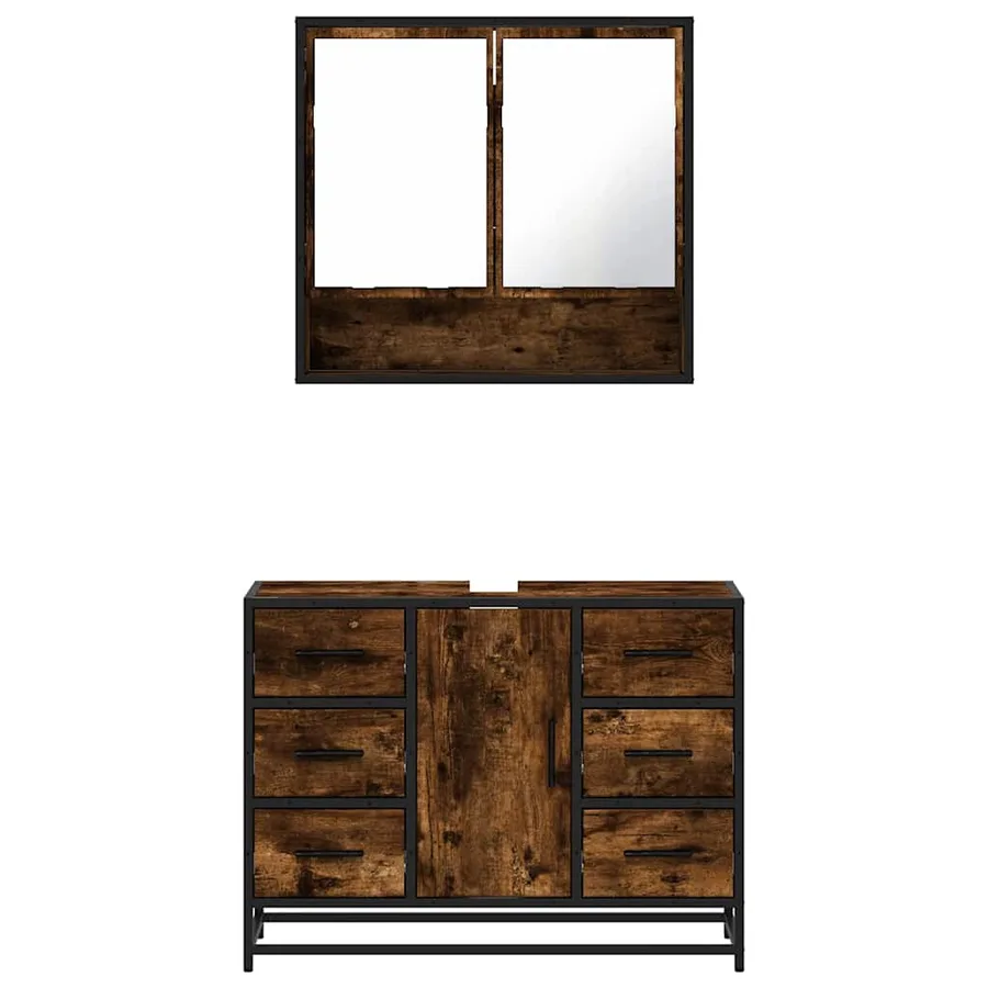Ensemble de meubles de salle de bain 2 pcs Chêne fumé - 5