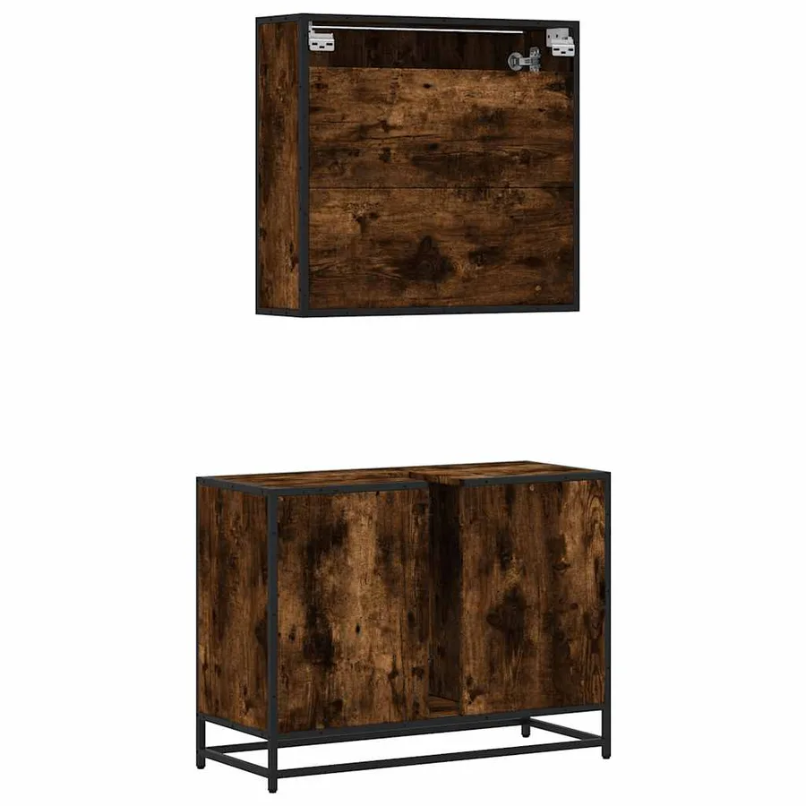 Ensemble de meubles de salle de bain 2 pcs Chêne fumé - 7