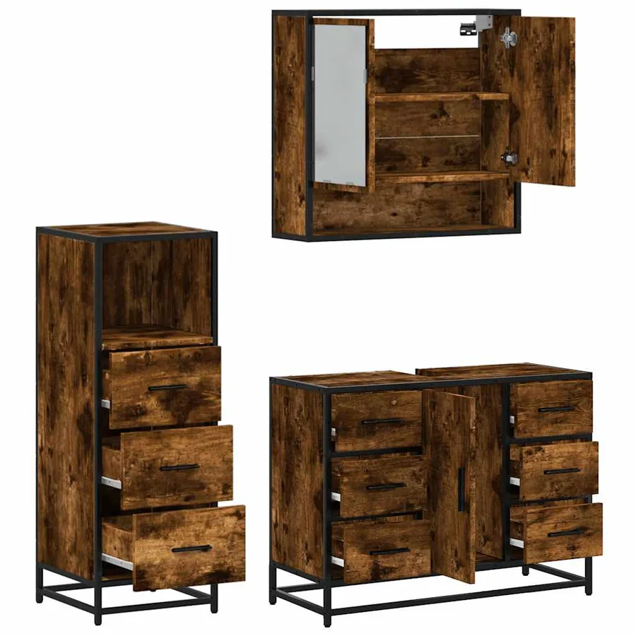 Ensemble de meubles de salle de bain 3 pcs Chêne fumé - 8