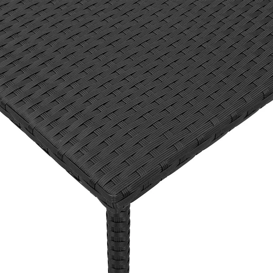 Table basse de jardin rectangulaire noir 80x40x37 cm rotin - 7
