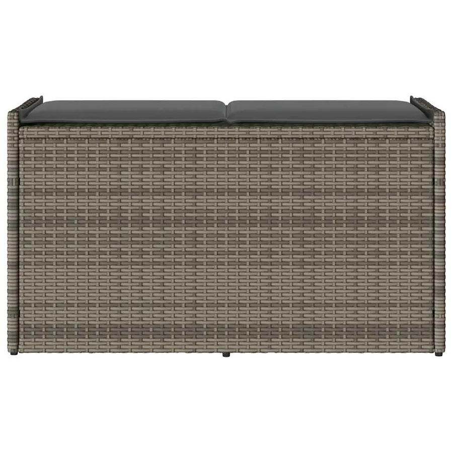 Banc de rangement extérieur coussin gris 100 cm résine tressée - 4
