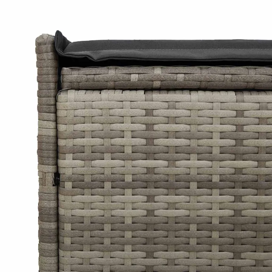 Banc de rangement extérieur coussin gris 100 cm résine tressée - 8