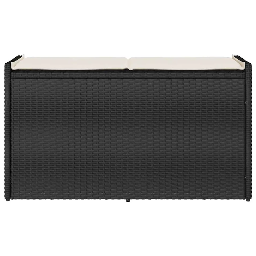 Banc de rangement extérieur coussin noir 100 cm résine tressée - 4