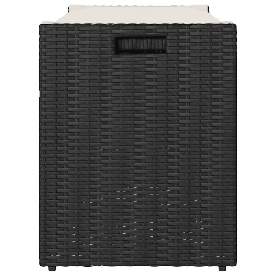 Banc de rangement extérieur coussin noir 100 cm résine tressée - 5