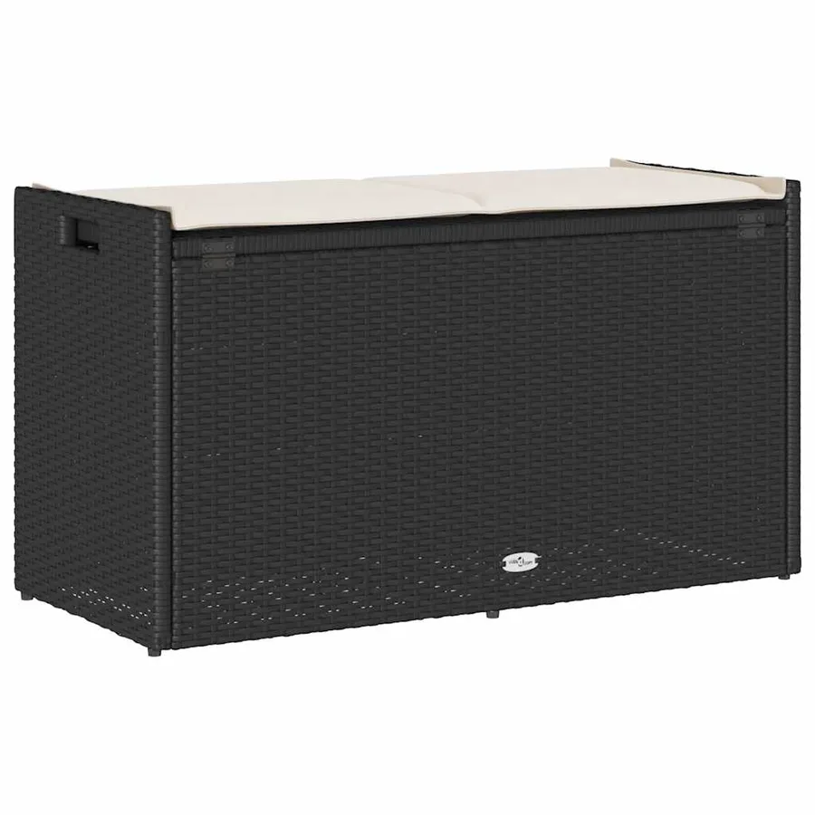 Banc de rangement extérieur coussin noir 100 cm résine tressée - 6