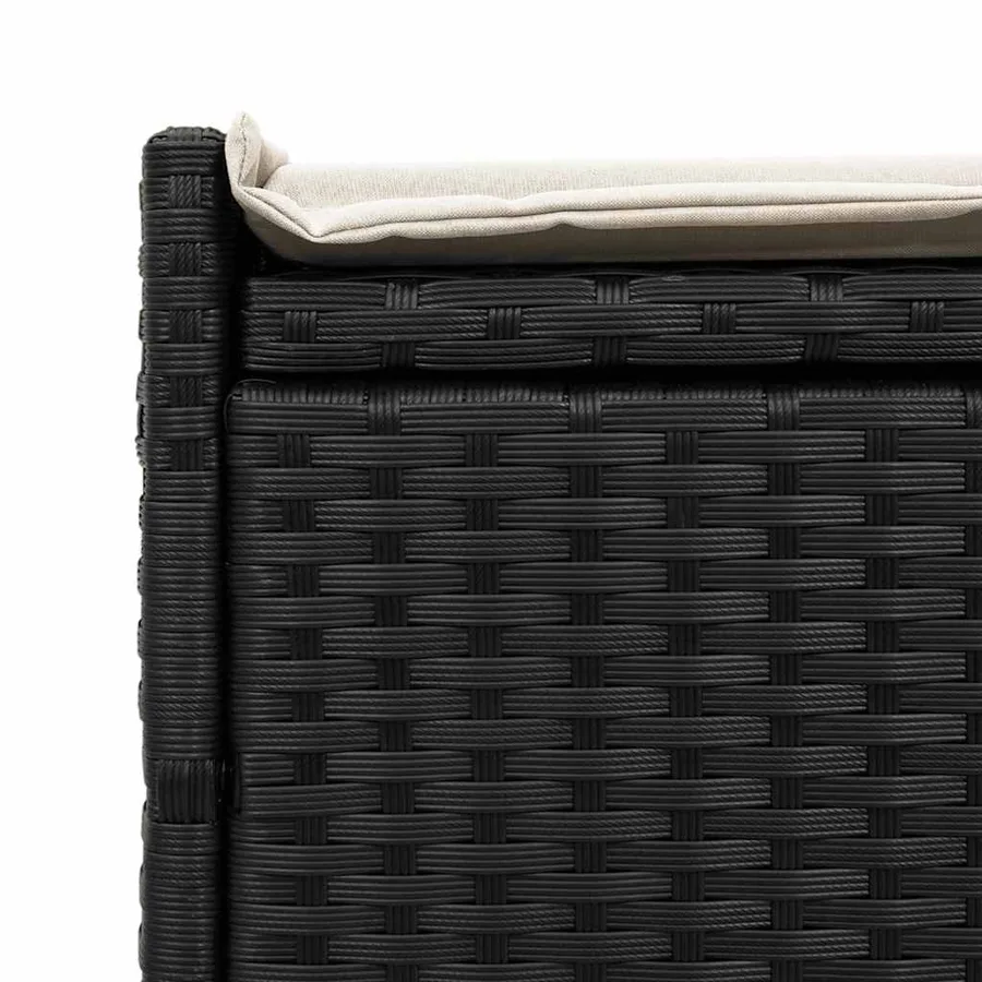 Banc de rangement extérieur coussin noir 100 cm résine tressée - 8