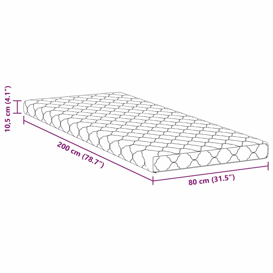 Matelas Blanc 80 x 200 cm Tissu jacquard - 11