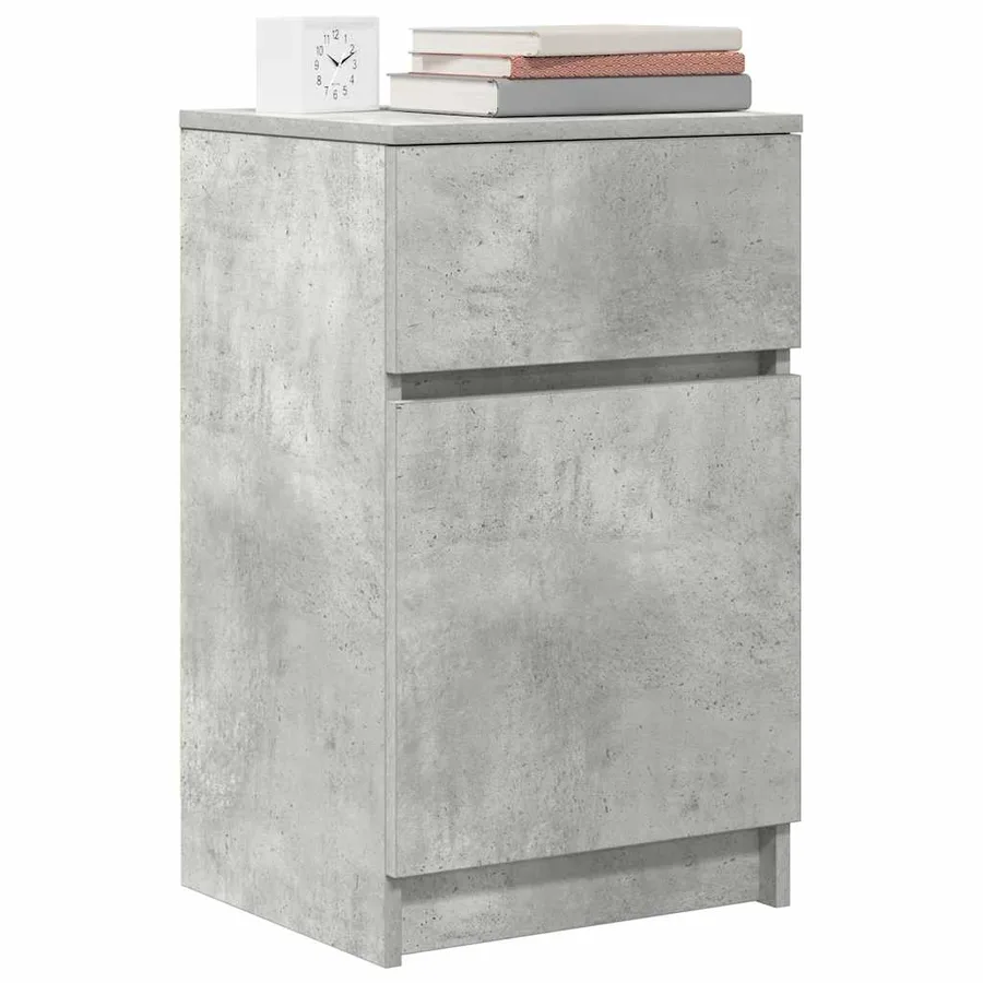 Table de chevet gris béton 39x35x65 cm bois d’ingénierie - 4
