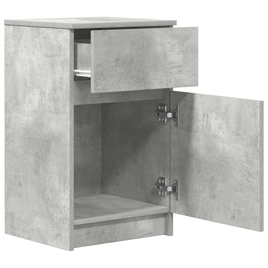 Table de chevet gris béton 39x35x65 cm bois d’ingénierie - 5
