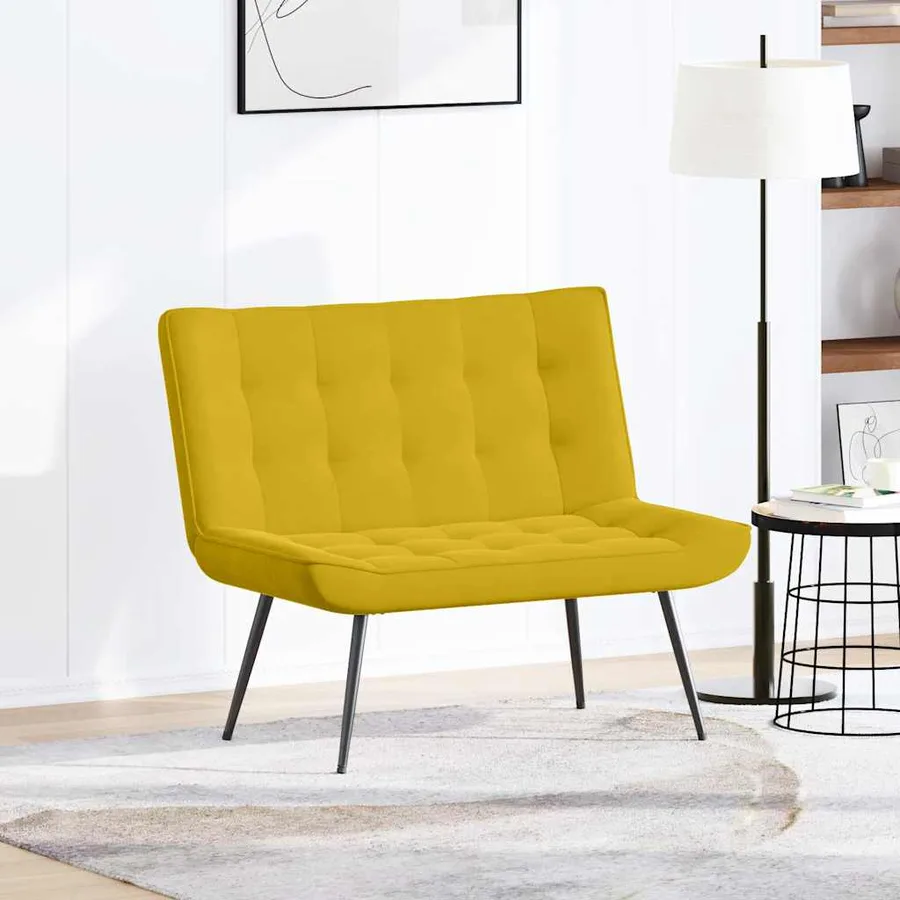 Banc jaune 110x74x84 cm velours - 3