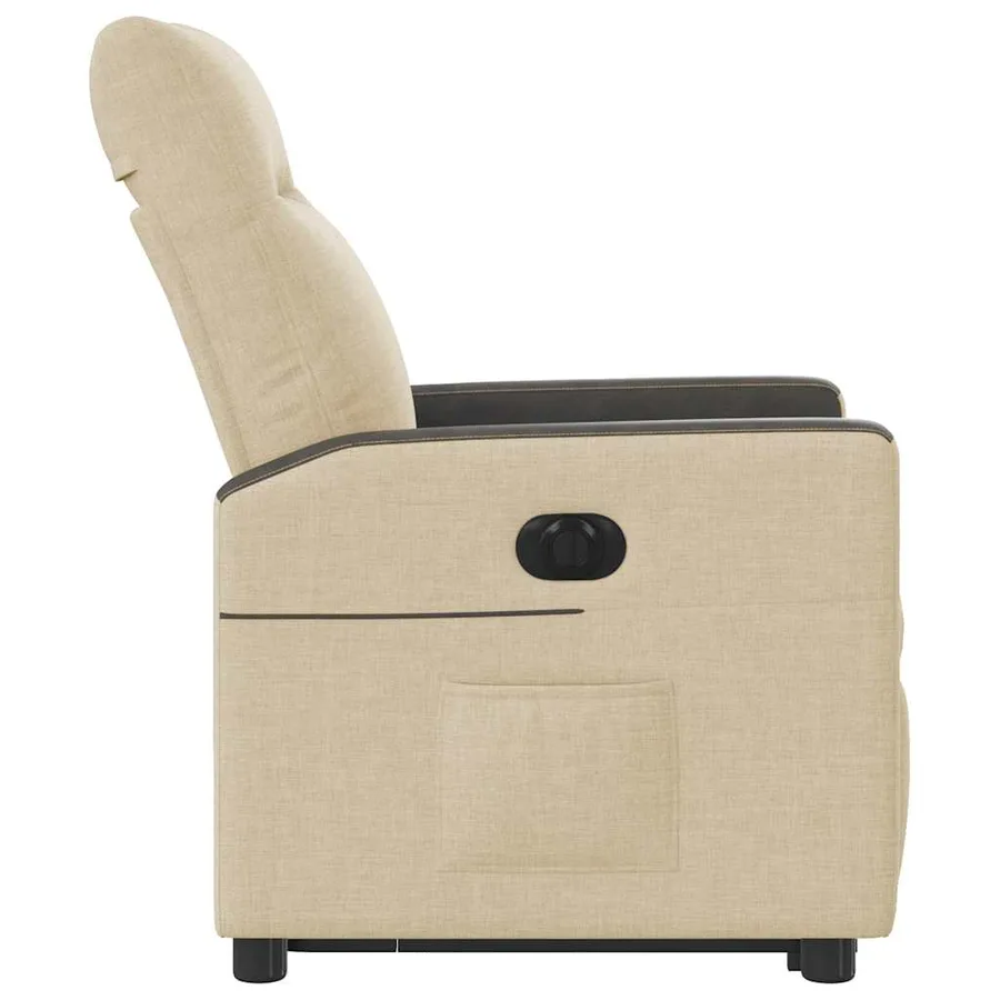 Fauteuil inclinable électrique crème tissu - 6