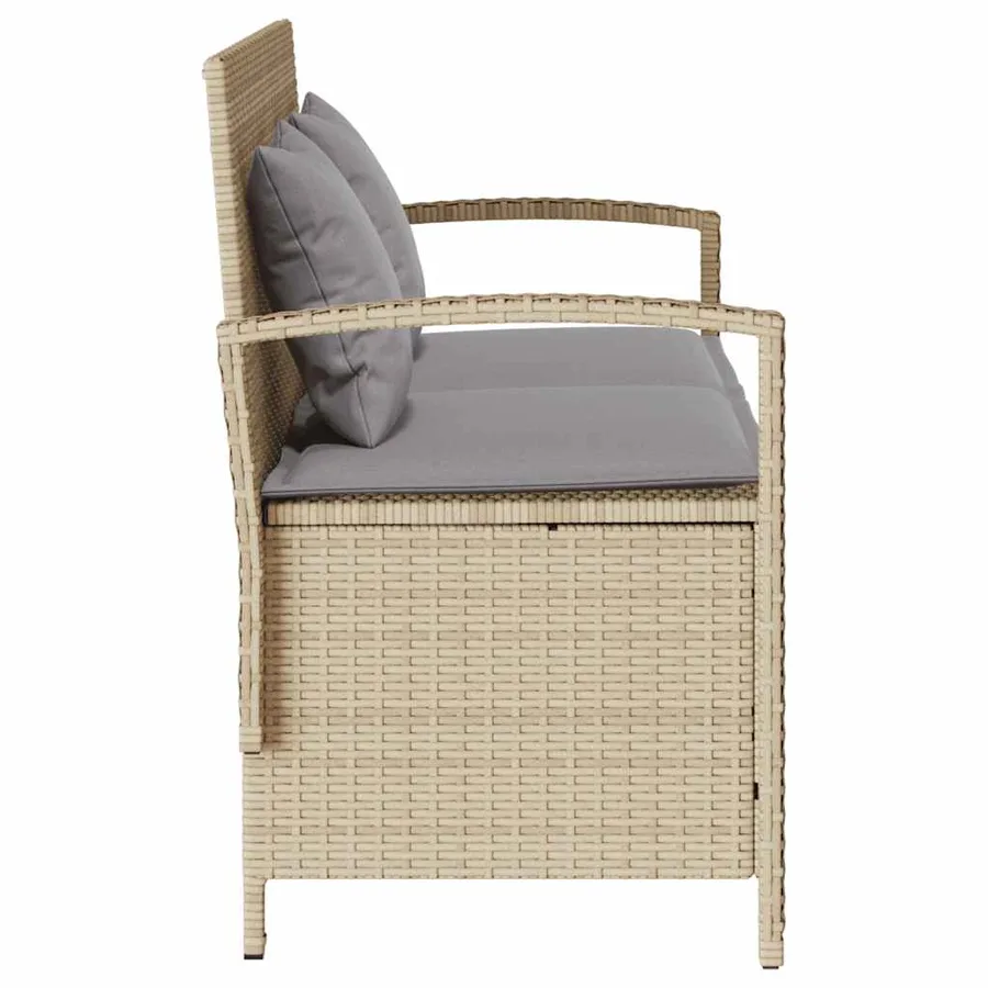 Banc de rangement de jardin avec coussin beige résine tressée - 7