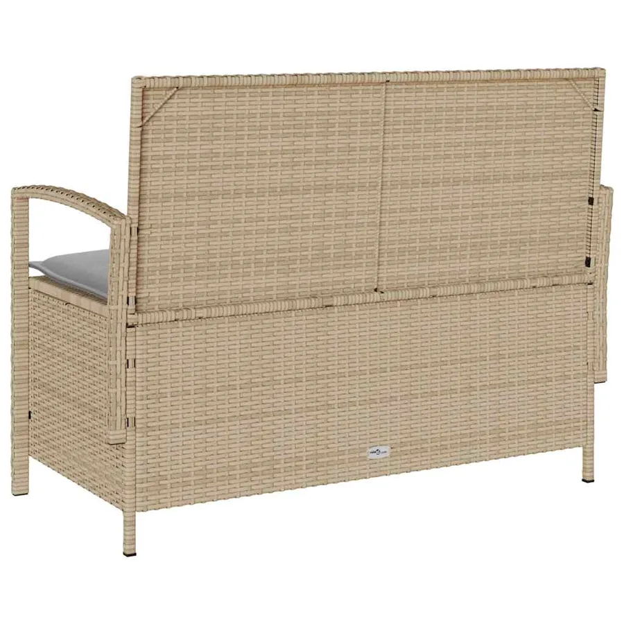 Banc de rangement de jardin avec coussin beige résine tressée - 8