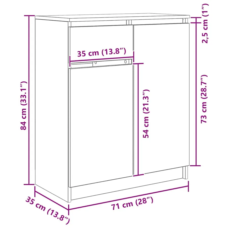 Buffet avec tiroir chêne fumé 71x35x84 cm bois d'ingénierie - 14