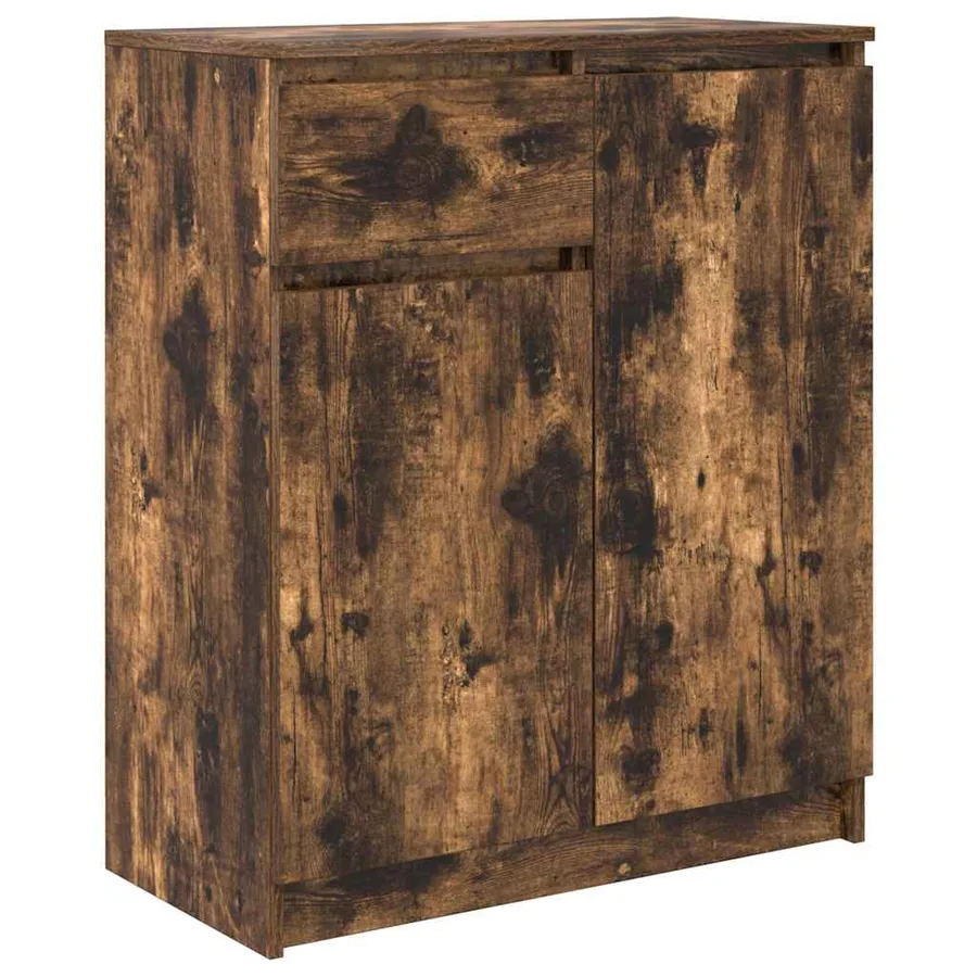 Buffet avec tiroir chêne fumé 71x35x84 cm bois d'ingénierie - 2