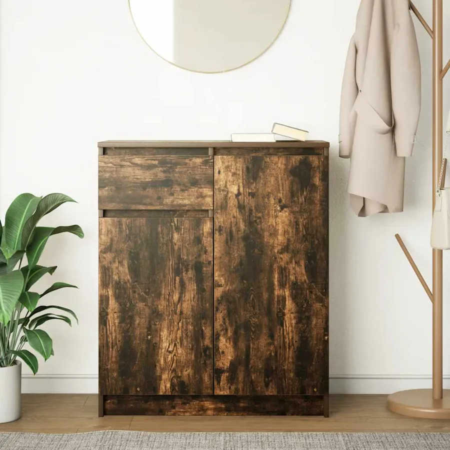 Buffet avec tiroir chêne fumé 71x35x84 cm bois d'ingénierie - 3