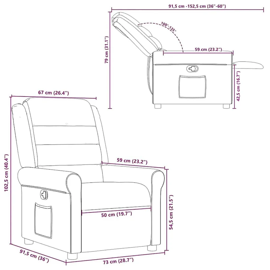 Fauteuil inclinable Marron Tissu - 11