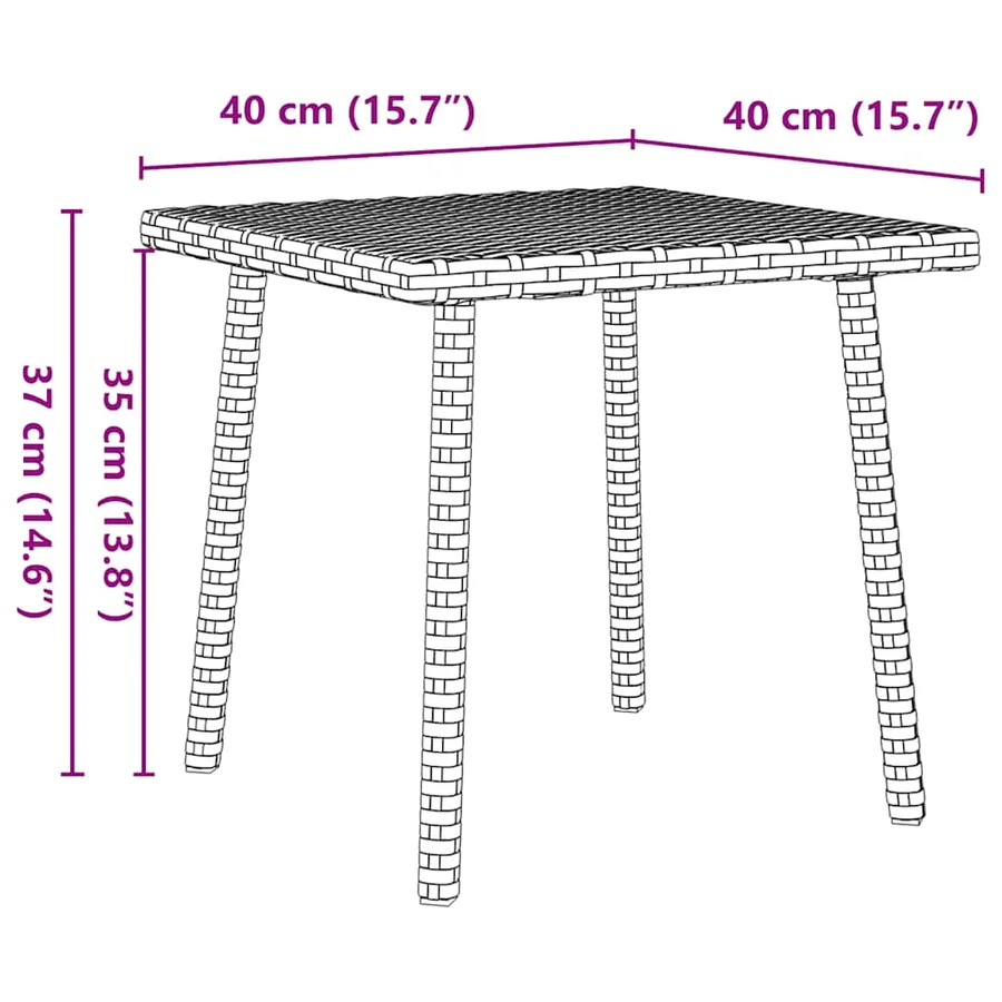 Table basse de jardin rectangulaire beige 40x40x37 cm rotin - 8