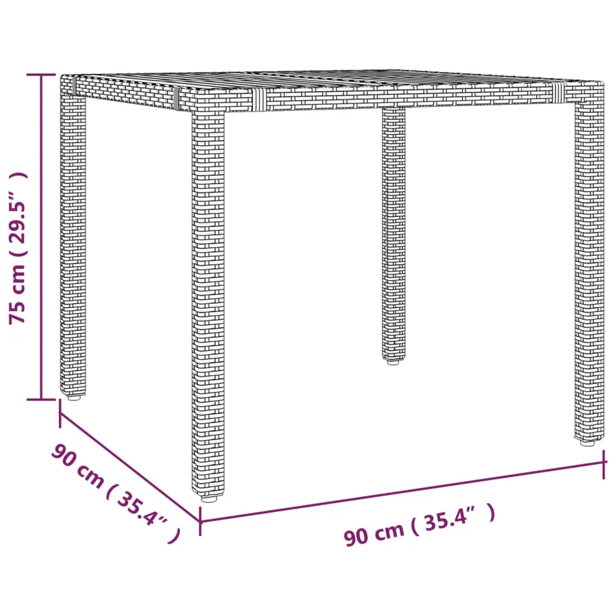 Table de jardin et dessus en bois Gris Résine tressée et acacia - 6