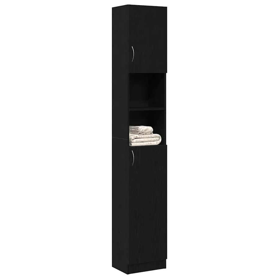 Armoire de salle de bain chêne noir 32x25,5x190 cm - 4