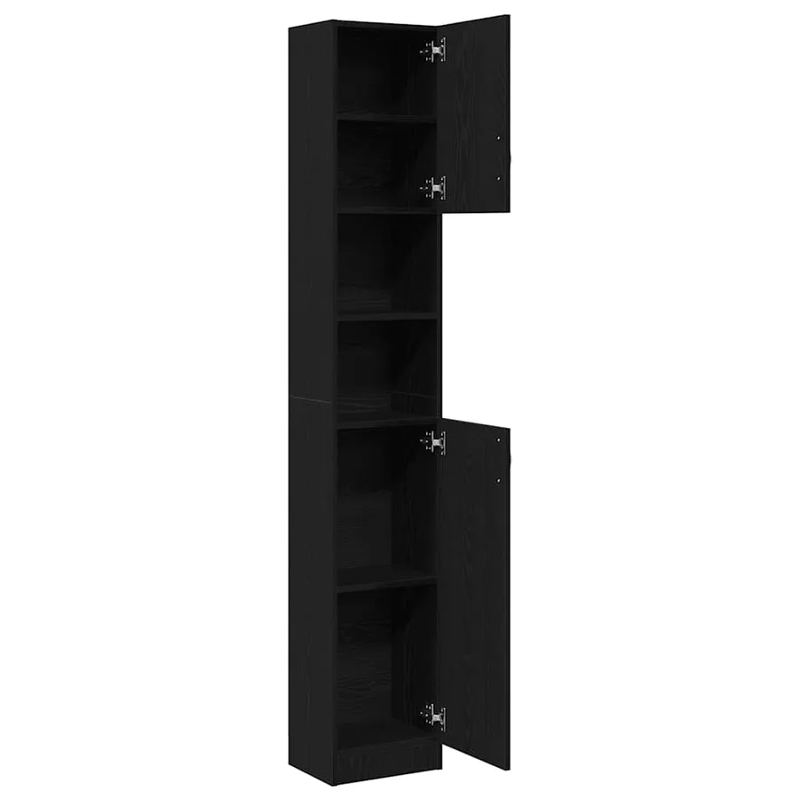 Armoire de salle de bain chêne noir 32x25,5x190 cm - 5