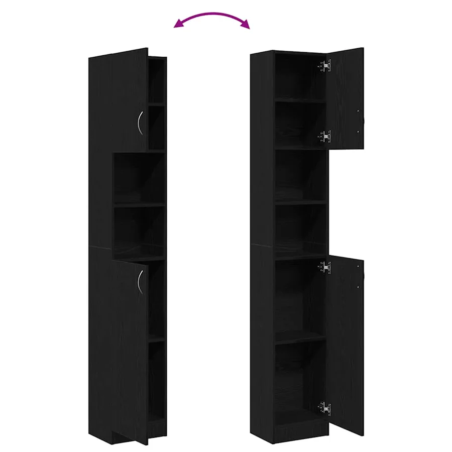 Armoire de salle de bain chêne noir 32x25,5x190 cm - 9