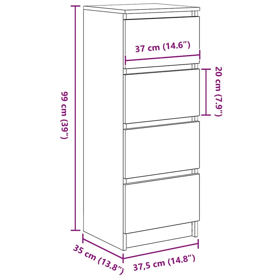 Buffet vieux bois 37,5x35x99 cm bois d'ingénierie - 12