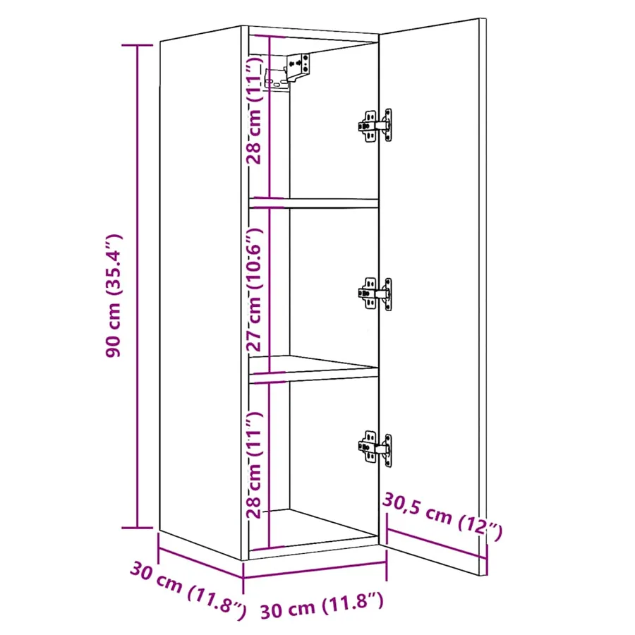 Meuble mural vieux bois 30,5x30x90 cm bois d'ingénierie - 11