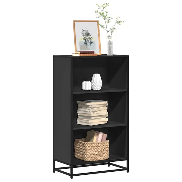 Bibliothèque noir 60x35x107,5 cm bois d'ingénierie
