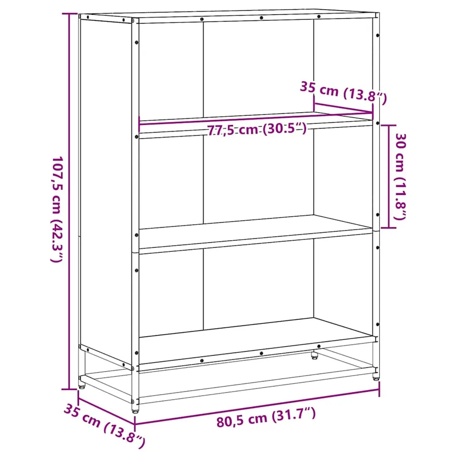 Bibliothèque chêne marron 80,5x35x107,5 cm bois d'ingénierie - 9
