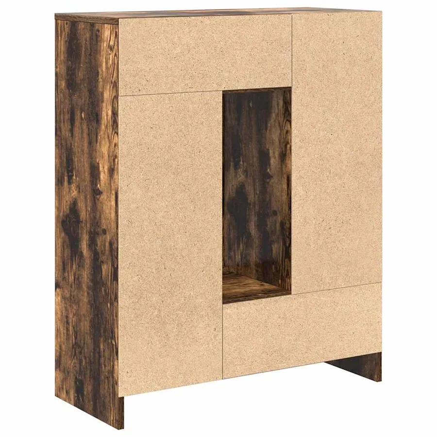 Buffet avec tiroirs et portes chêne fumé 73x31x90 cm - 8