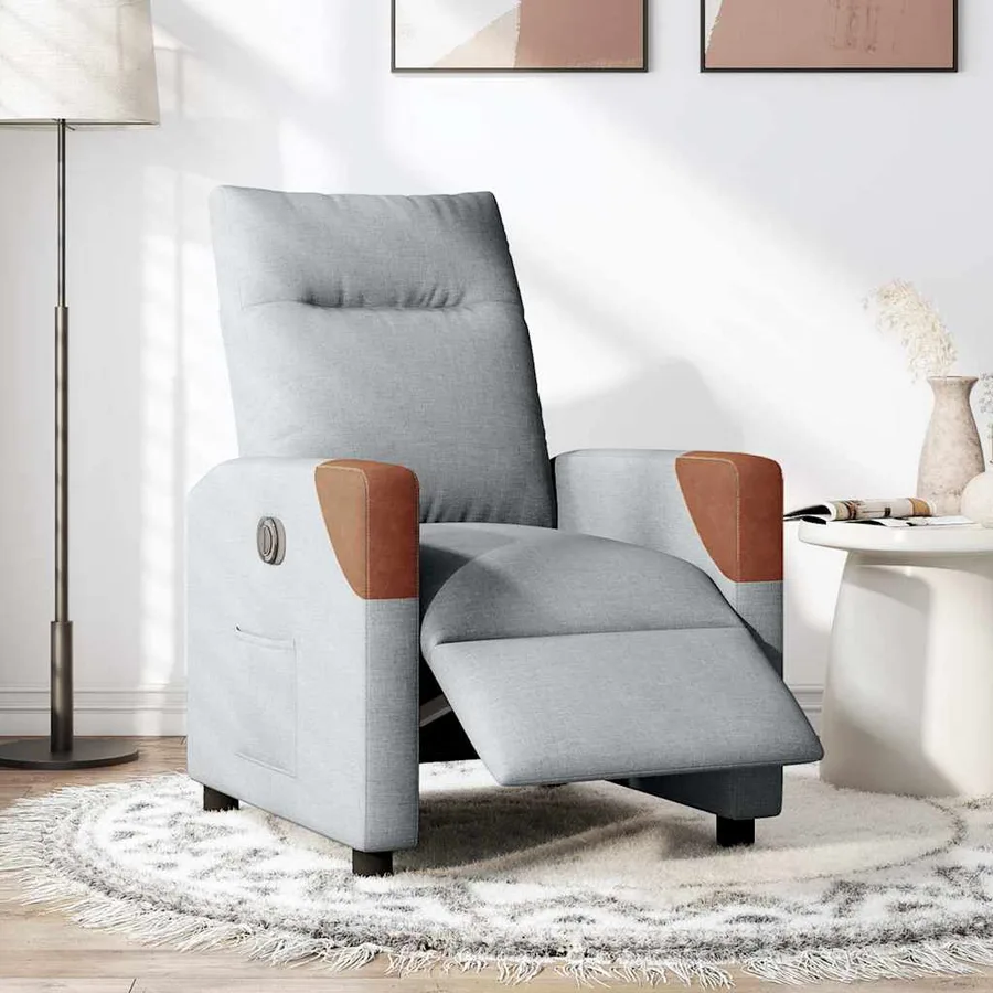 Fauteuil inclinable électrique Gris clair Tissu - 2