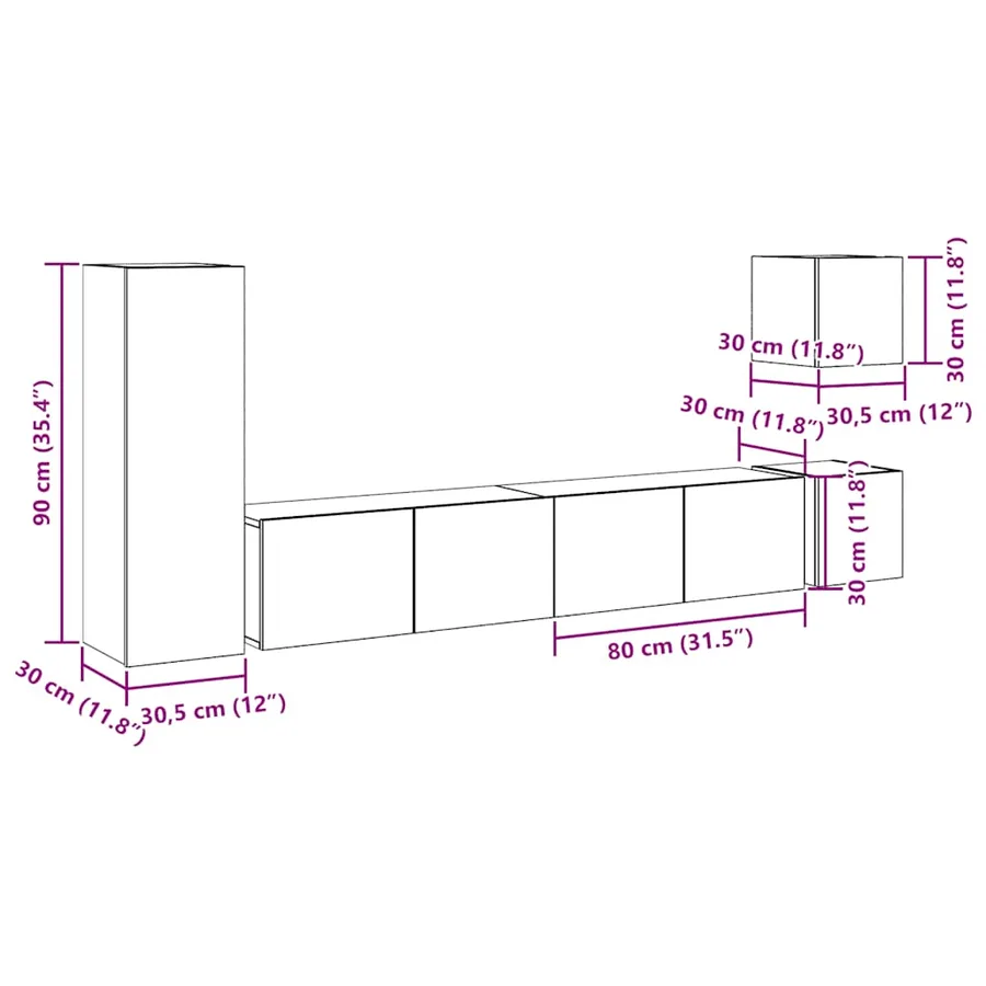Ensemble de meuble TV mural 5 pcs vieux bois bois d'ingénierie - 11