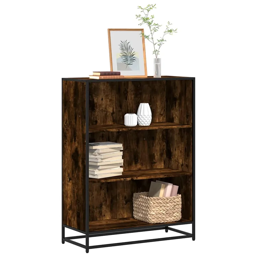 Bibliothèque chêne fumé 80,5x35x107,5 cm bois d'ingénierie