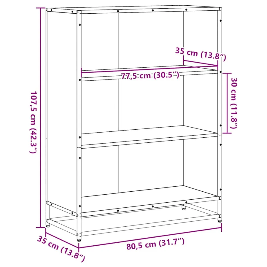 Bibliothèque chêne fumé 80,5x35x107,5 cm bois d'ingénierie - 9