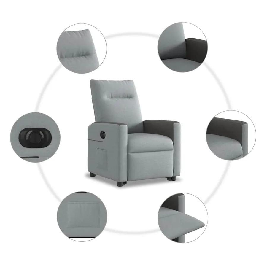 Fauteuil inclinable électrique gris clair tissu - 11