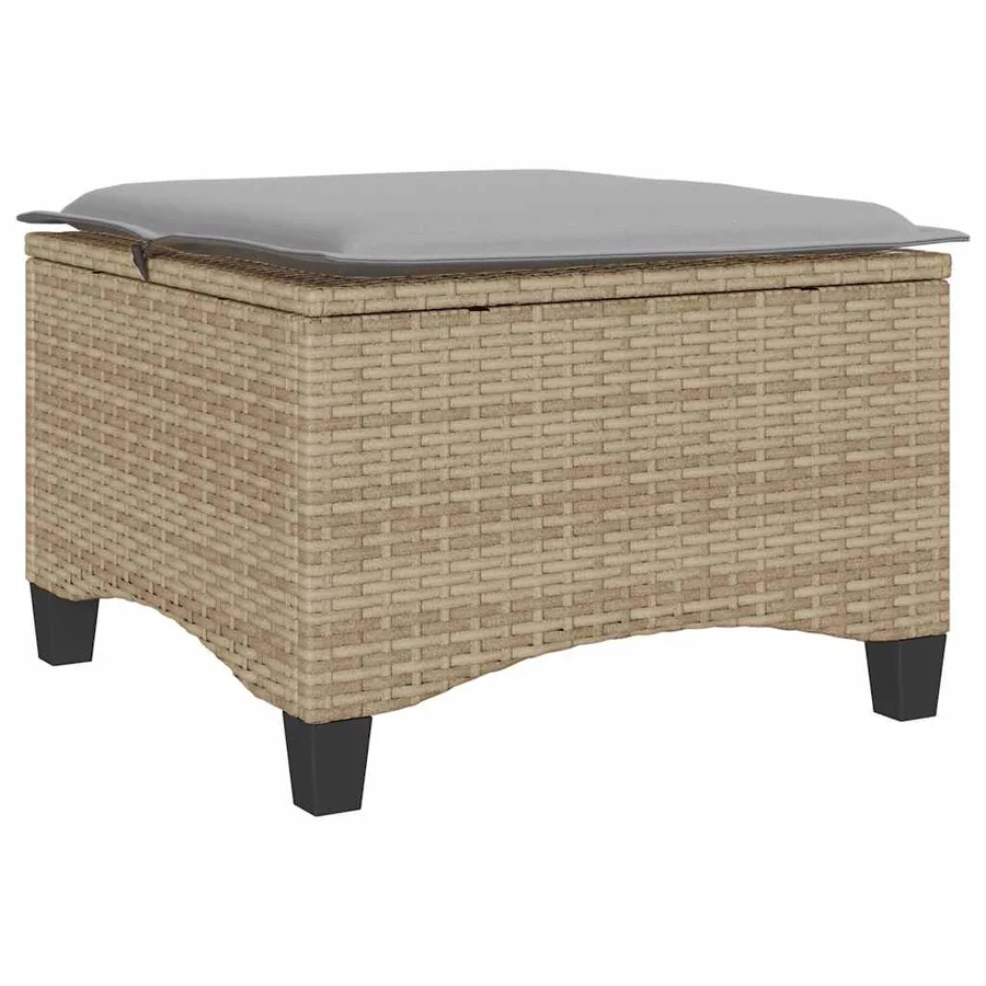 Tabourets jardin coussins 2 pcs beige 55x55x36cm résine tressée - 6