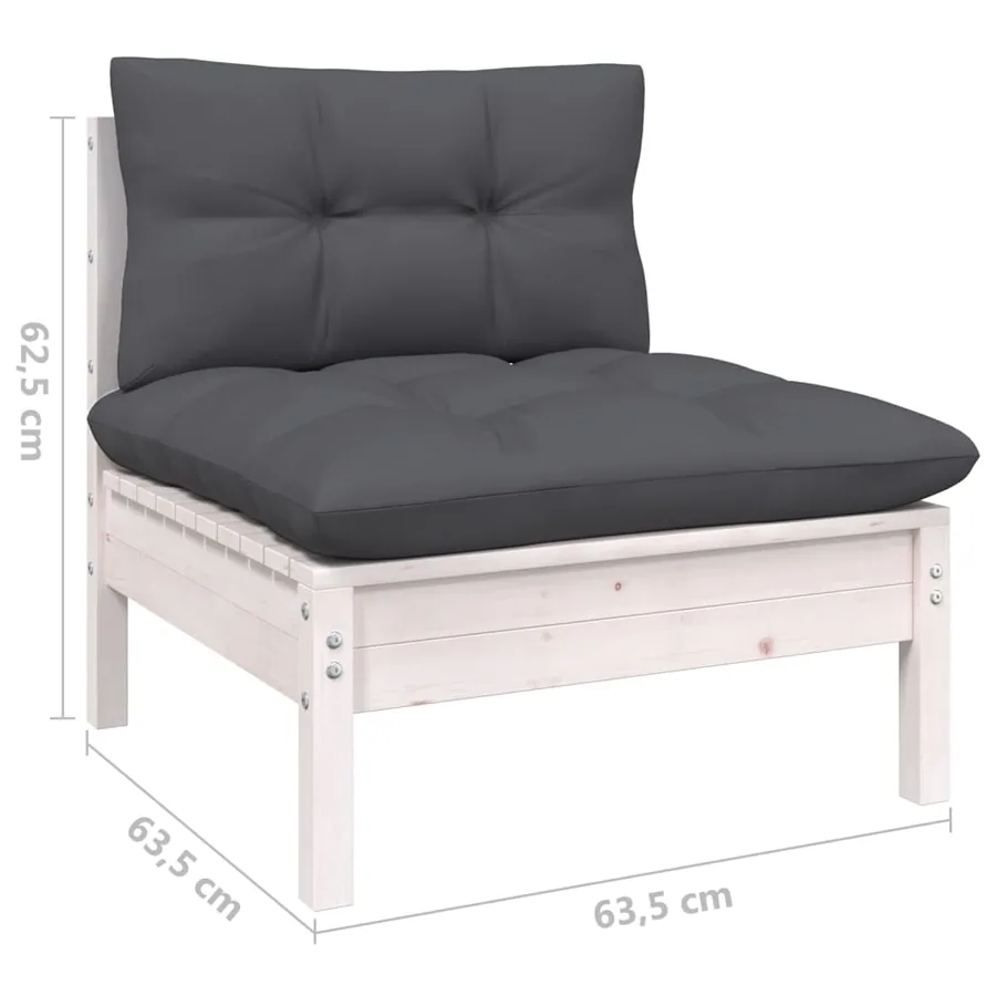 Salon de jardin 3 pcs avec coussins anthracite bois de pin - 7