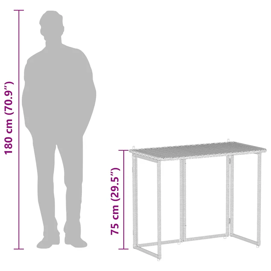 Table de jardin pliante gris 90 x 51 x 75 cm polyrotin - 11