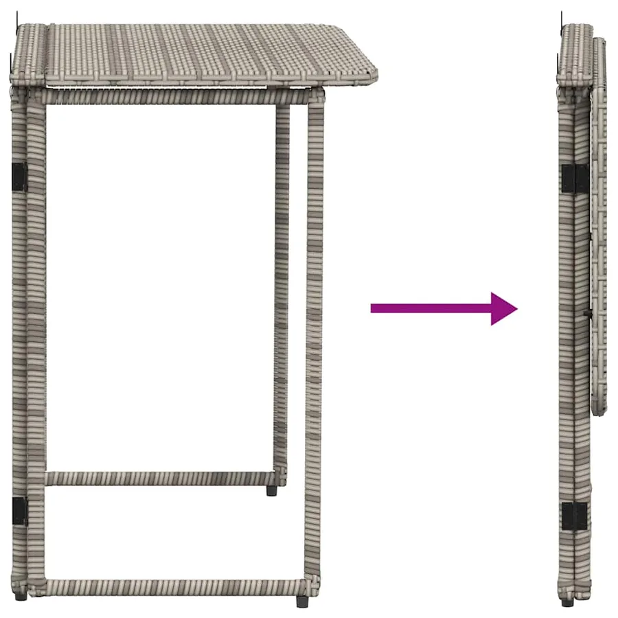 Table de jardin pliante gris 90 x 51 x 75 cm polyrotin - 7